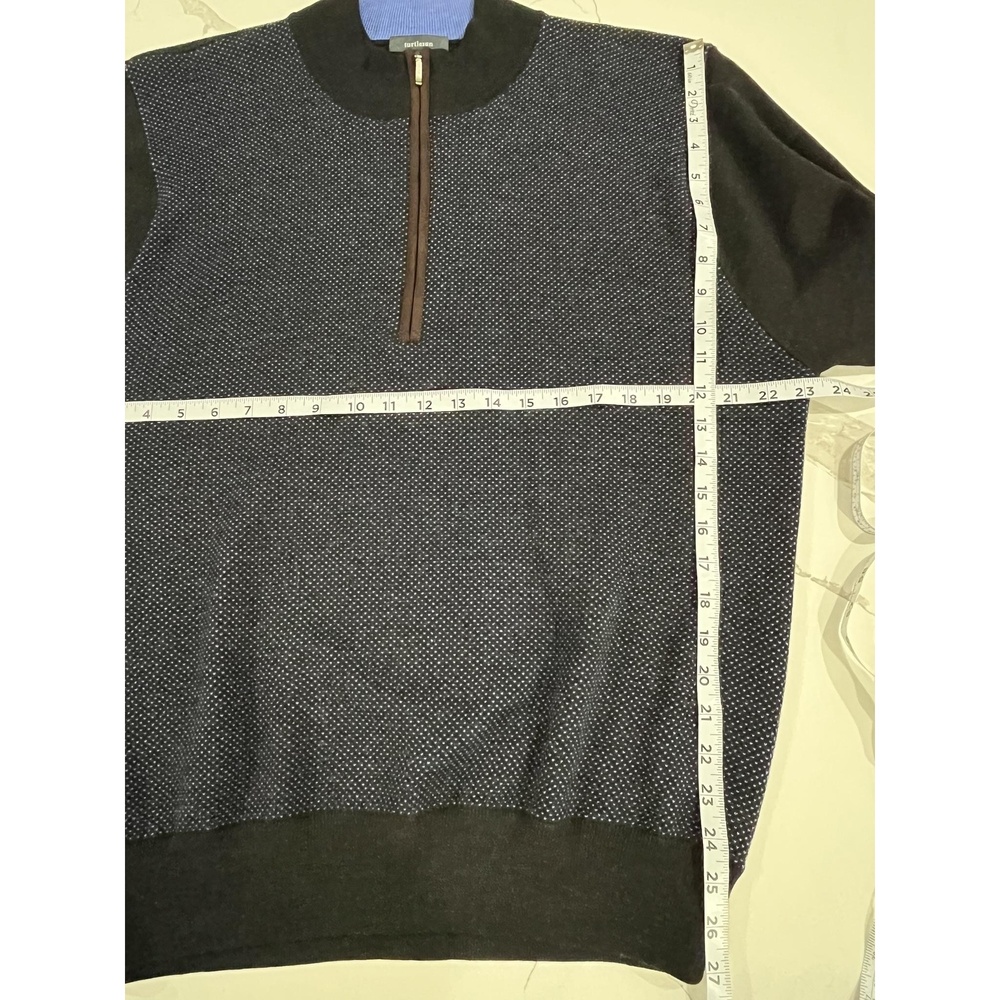 Turtleson Blue Black Men's Quarter-Zip Merino Wool Sweater Extra Large - Picture 4 of 7